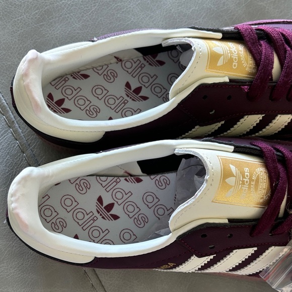 adidas Samba Maroon and White Women's Shoes - Picture 2 of 8
